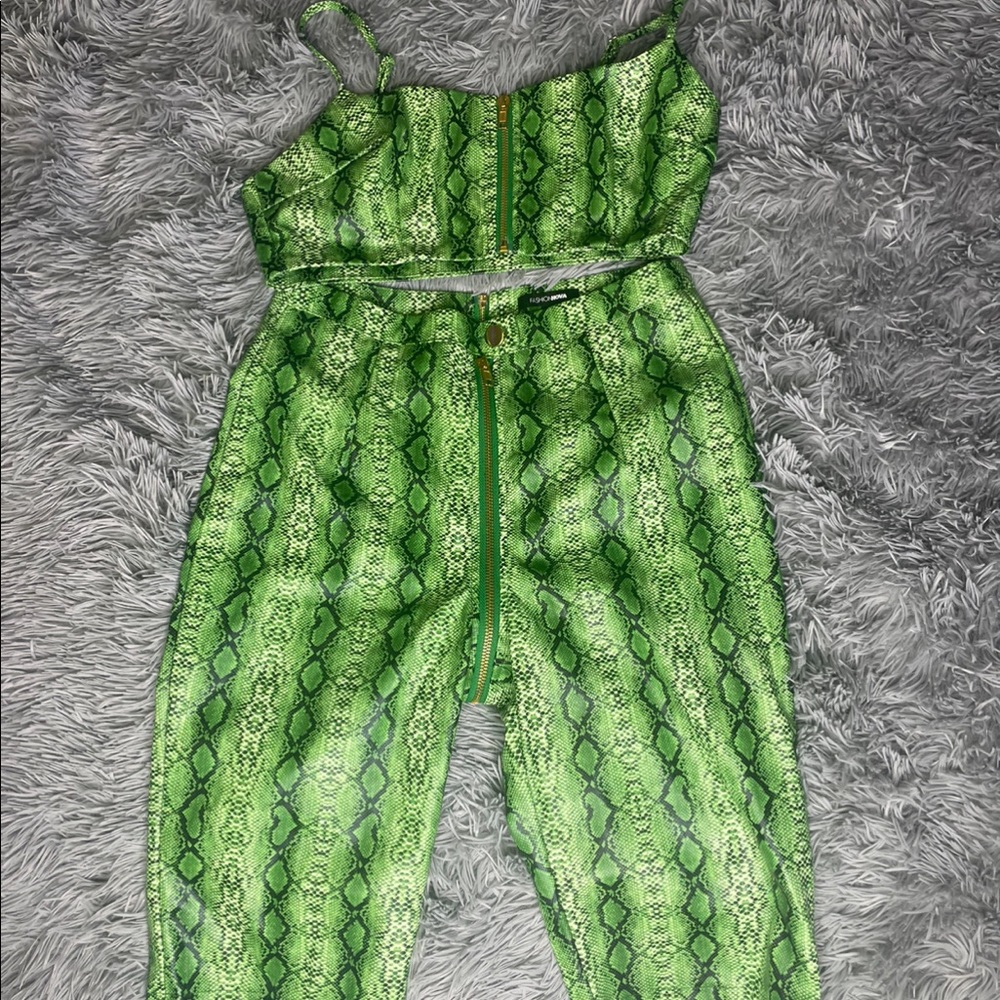 2 Piece FashionNova Snake Skin Leather Short Set